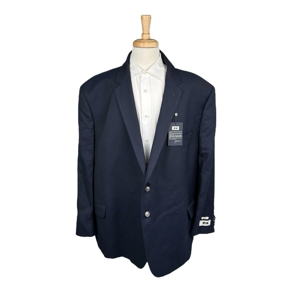 Joseph Abboud Heritage Blue Woven Wool Silver Metal Button Blazer Size 58R NWT